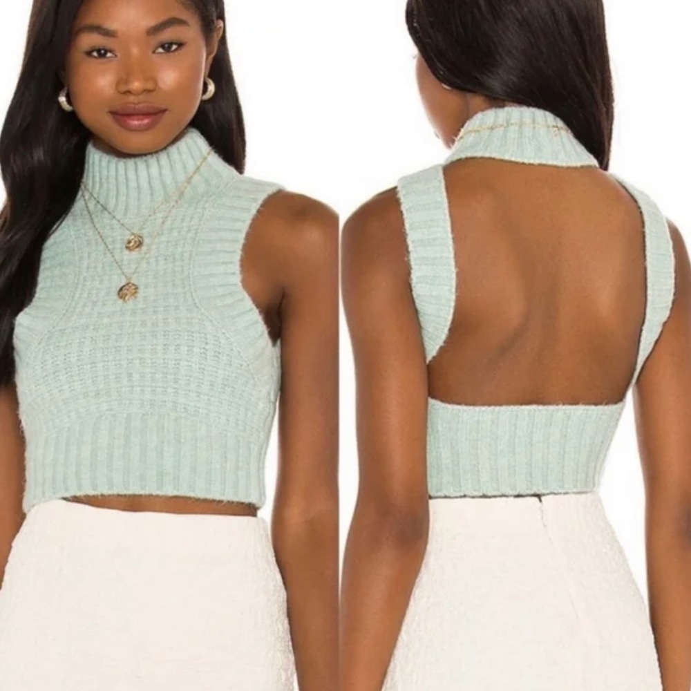 NWT For Love And Lemons Dominique Crop Sweater Tank